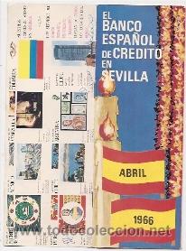 Tourismusbrosch&uuml;ren: Banco espa&ntilde;ol de cr&eacute;dito en Sevilla: folleto con programa de la feria y corridas de 1966