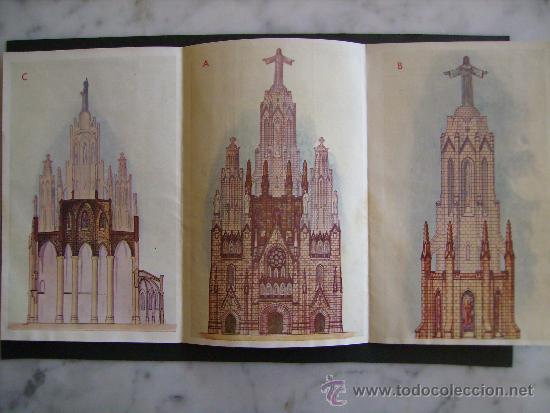 Folhetos de turismo: TRIPTICO,TEMPLO DEL SAGRADO CORAZON DE JESUS-TIBIDABO,BARCELONA.1950-VER FOTO ADICIONAL