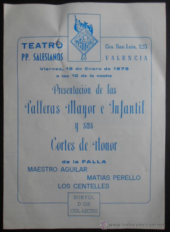 Tourismusbrosch&uuml;ren: (849)PROGRAMA 22X16 CM APROX,FALLA MAESTRO AGUILAR,MATIAS PERELLO,1979,