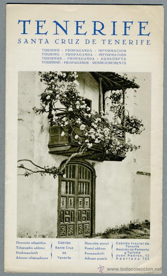 Brochures de tourisme: Santa Cruz de Tenerife, Canarias - antiguo folleto turistico, a&ntilde;os 40