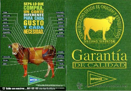 Travel Brochures: folleto - hipercor - carne ternerA - VACA fauna alimentaci&oacute;n