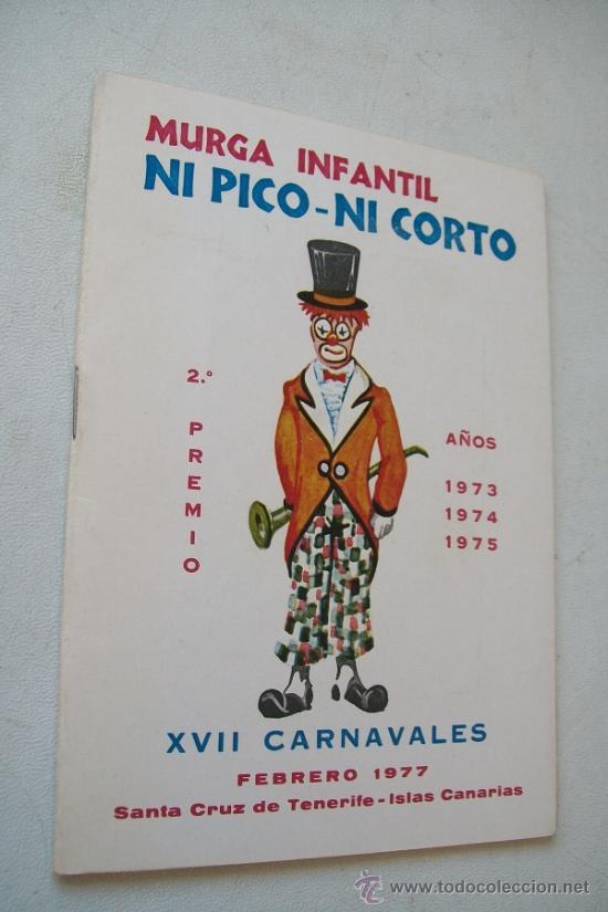 Travel Brochures: MURGA,NI PICO-NI CORTO-XVII  FIESTAS DE INVIERNO, SANTA CRUZ DE TENER&Iacute;FE, 1977