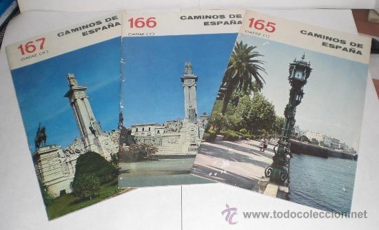 Brochures de tourisme: Caminos de Espa&ntilde;a - CADIZ (I, II y III), A&ntilde;os 50 (con fotograf&iacute;as en su interior)