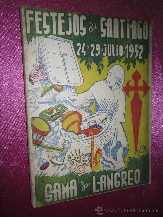 Folletos de turismo: PROGRAMA DE FIESTAS DE SANTIAGO APOSTOL 1952 SAMA DE LANGREO P9 2