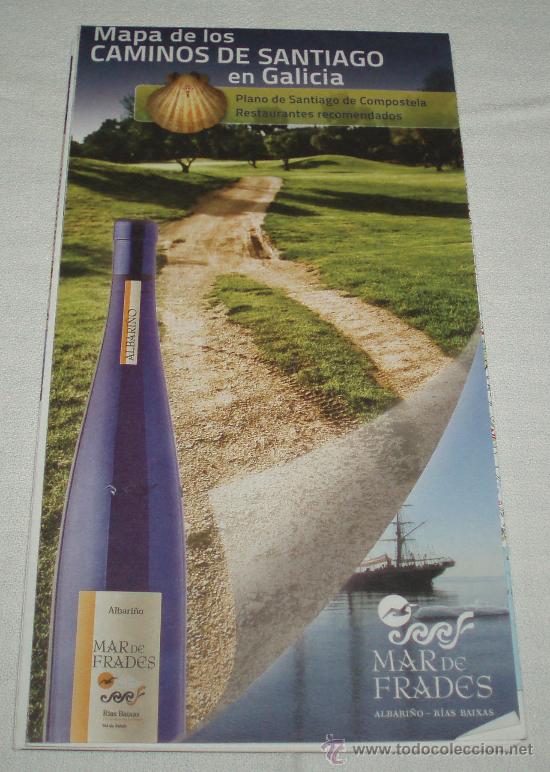 Folhetos de turismo: Mapa de los caminos de Santiago en Galicia promocionado por Mar de Frades