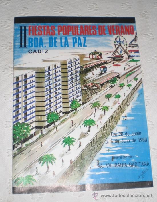 Brochures de tourisme: Folleto de Fiestas populares de verano. Barriada de la Paz, C&aacute;diz. 1980. AA. VV. Bahia gaditana.