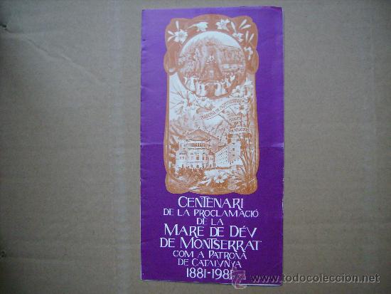 Travel Brochures: CENTENARIO DE LA PROCLAMACION DE LA MARE DE DEU DE MONTSERRAT,PATRONA DE CATALU&Ntilde;A-8 PAGINAS