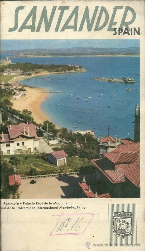 Brochures de tourisme: FOLLETO TUR&Iacute;STICO DE SANTANDER. DESPLEGABLE. 1959, IMPRESO FOURNIER