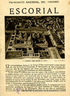 Brochures de tourisme: ESCORIAL. PATRONATO NACIONAL DEL TURISMO. A-FOTUR-099