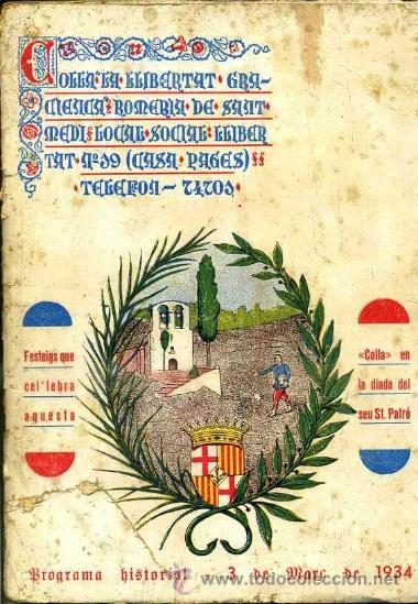 Brochures de tourisme: COLLA LLIBERTAT GRACIENCA ROMERIA SANT MEDI 1934