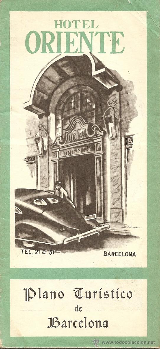 Tourismusbrosch&uuml;ren: FOLLETO TUR&Iacute;STICO BARCELONA, PLANO TUR&Iacute;STICO, CINES Y TEATROS, DESPLEGABLE, A&Ntilde;OS 50/60