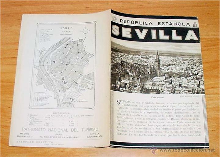 Brochures de tourisme: FOLLETO DE SEVILLA, REPUBLICA ESPA&Ntilde;OLA, - PATRONATO NACIONAL DE TURISMO, 8 PAGINAS TODAS ILUSTRADAS