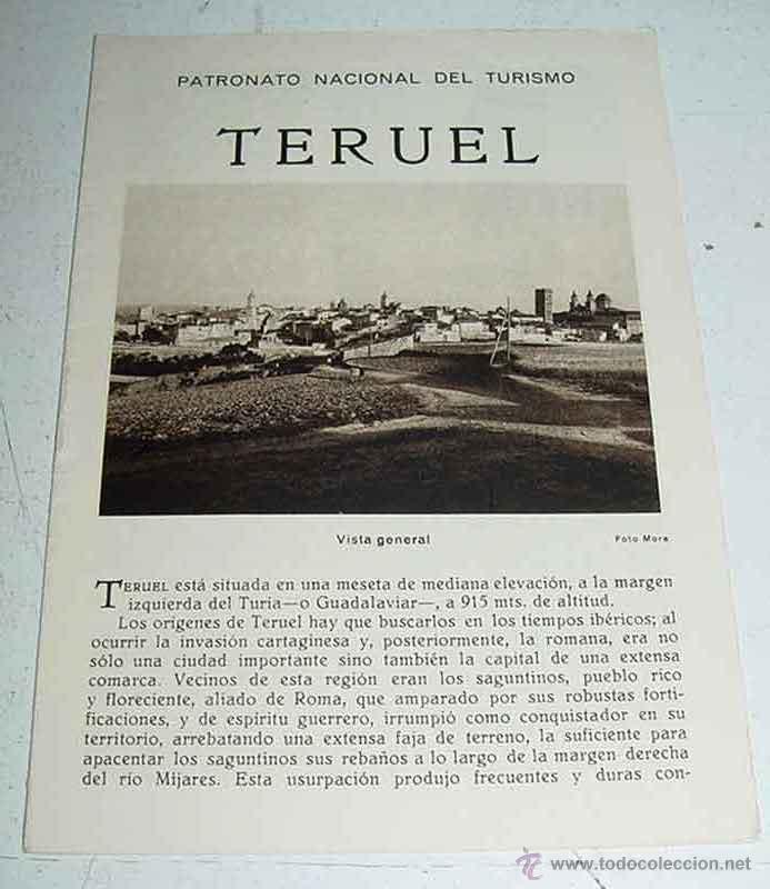 Brochures de tourisme: ANTIGUO FOLLETO DE TURISMO DE TERUEL - CON MUCHAS FOTOGRAFIAS - MIDE 17 X 12 CMS - 8 PAG.