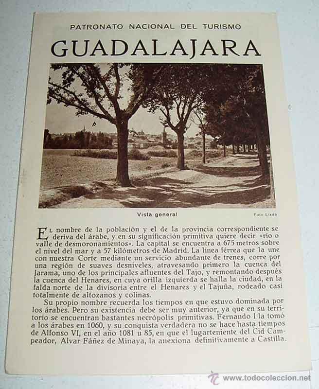 Brochures de tourisme: ANTIGUO FOLLETO DE TURISMO DE GUADALAJARA - CON MUCHAS FOTOGRAFIAS - PATRONATO NACIONAL DEL TURISMO