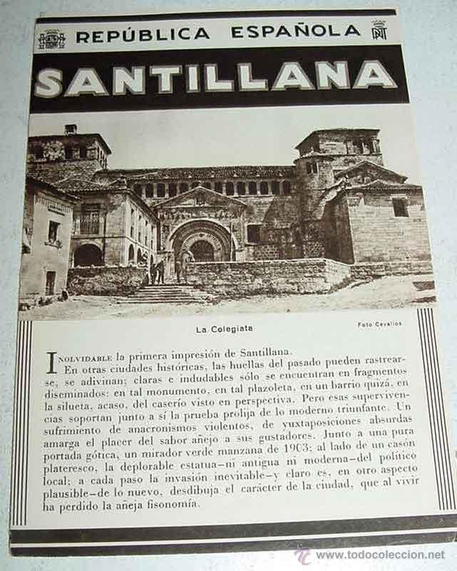 Brochures de tourisme: ANTIGUO FOLLETO-GUIA DE LA REPUBLICA ESPA&Ntilde;OLA - SANTILLANA - 8 PAGINAS - MIDE 12X17 APROX. DEL PATRO