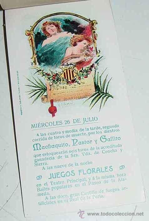 Brochures de tourisme: ANTIGUO PROGRAMA DE LAS FIESTAS DE VALENCIA (JULIO / AGOSTO A&Ntilde;O 1910 APROX), no aparece el a&ntilde;o ya qu