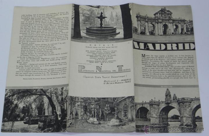 Brochures de tourisme: ANTIGUO FOLLETO TUR&Iacute;STICO: MADRID, PATRONATO NACIONAL DE TURISMO. Aprox 1930., FOTOS EN B/N. Plegado
