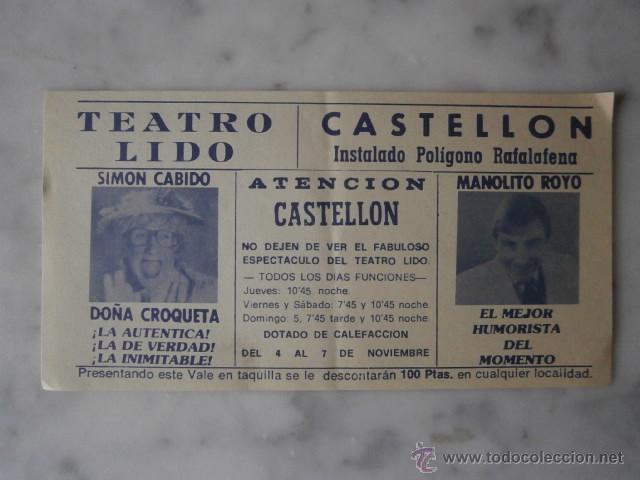 Tourismusbrosch&uuml;ren: TEATRO LIDO-INSTALADO EN EL POLIGONO RAFALAFENA,CASTELLON-DO&Ntilde;A CROQUETA Y MANOLITO ROYO.