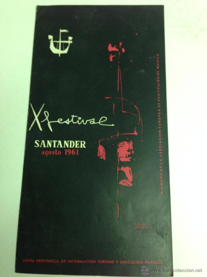 Travel Brochures: PROGRAMA DEL X FESTIVAL INTERNACIONAL DE SANTANDER - A&Ntilde;O 1961 - ILUSTRACION DE RAMON CALDERON