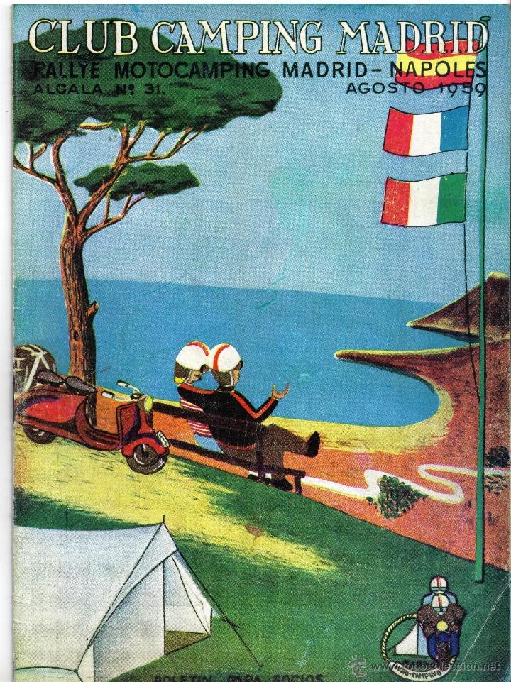 Tourismusbrosch&uuml;ren: CURIOSO LIBRILLO CLUB CAMPING DE MADRID, RALLYE MOTO CAMPING MADRID NAPOLES AGOSTO 1959
