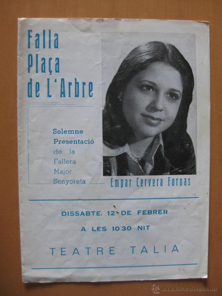 Folletos de turismo: FALLAS. PROGRAMA  FALLA PLA&Ccedil;A DE LARBRE.PRESENTACION FALLERA MAYOR Y CORTE HONOR. - Foto 1