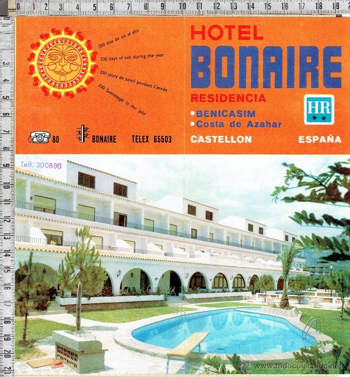 Folhetos de turismo: FOLLETO HOTEL BONAIRE-BENICASIM-COSTA DE AZAHAR-CASTELLON.