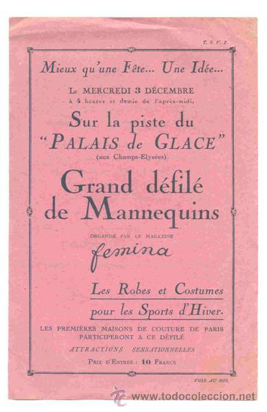 Folhetos de turismo: Folleto en franc&eacute;s 1924 - Gran desfile de Mannequins Femenina