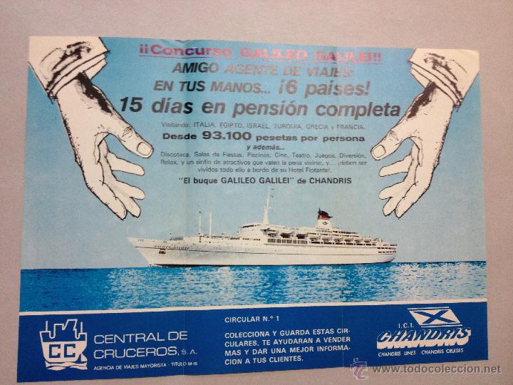 Travel Brochures: Antiguo folleto original - Concurso crucero Galileo Galilei - Chandris - Central de Cruceros