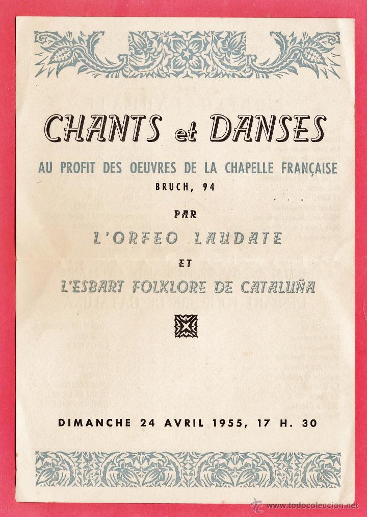 Tourismusbrosch&uuml;ren: programa - chants et danses - l'orfeo laudate / l'esbart folklore catalu&ntilde;a - ver foto -a&ntilde;o 1955