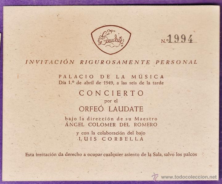 Tourismusbrosch&uuml;ren: programa / invitacion - concierto l'orfeo laudate - n&ordm; 1994 - palacio de la musica - a&ntilde;o 1949
