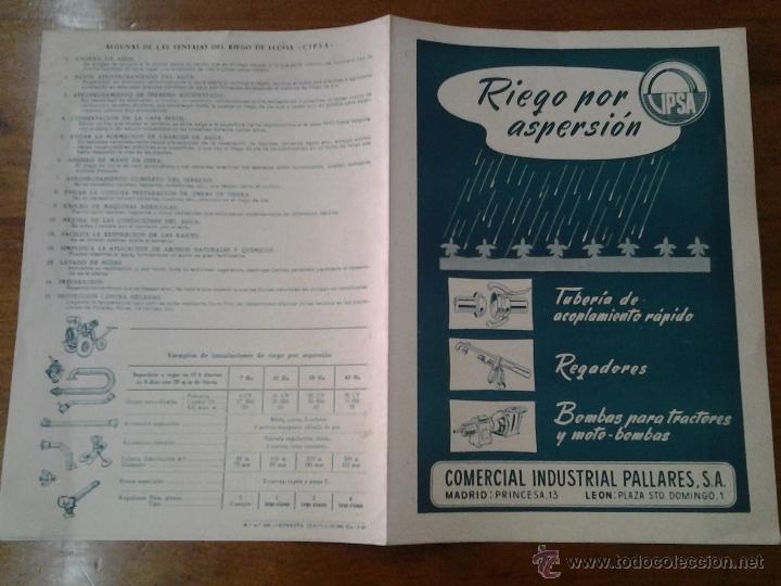 Folletos de turismo: ANTIGUO FOLLETO AGRICULTURA RIEGO POR ASPERSION CIPSA MADRID LEON TUBERIA BOMBAS TRACTORES