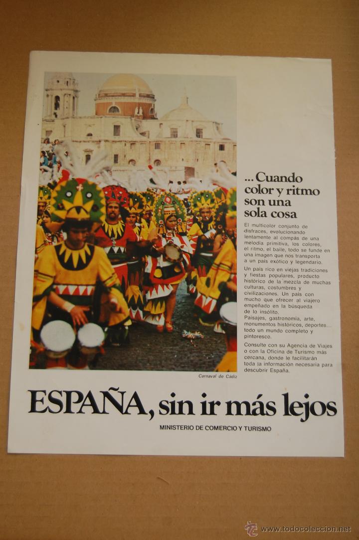 Folletos de turismo: PUBLICIDAD - CARNAVAL DE CADIZ - ORIGINAL TAMA&Ntilde;O APROX. 24 X 31 CM. - MINISTERIO DE TURISMO