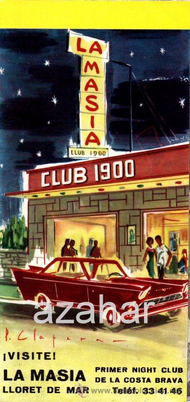 Folhetos de turismo: LLORET DE MAR, 1965, FOLLETO CLUB 1900, LA MASIA, RARISIMO
