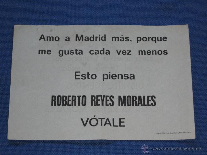 Folletos de turismo: FOLLETO - PASQUIN - ELECCIONES CONCEJALES TERCIO DE FAMILIA 1973 - AMO MADRID ROBERTO REYES MORALES