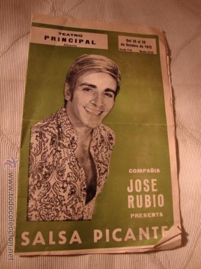 Travel Brochures: ANTIGUO FOLLETO TEATRO PRINCIPAL ALICANTE, COMPA&Ntilde;IA JOS&Eacute; RUBIO SALSA PICANTE 1972.