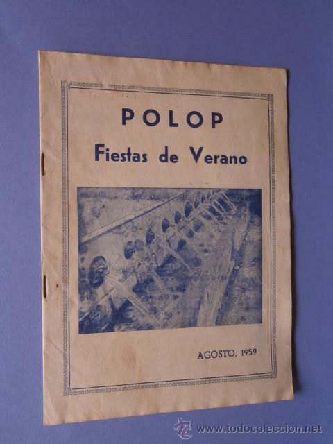 Tourismusbrosch&uuml;ren: PROGRAMA DE FIESTAS DE VERANO POLOP AGOSTO 1959