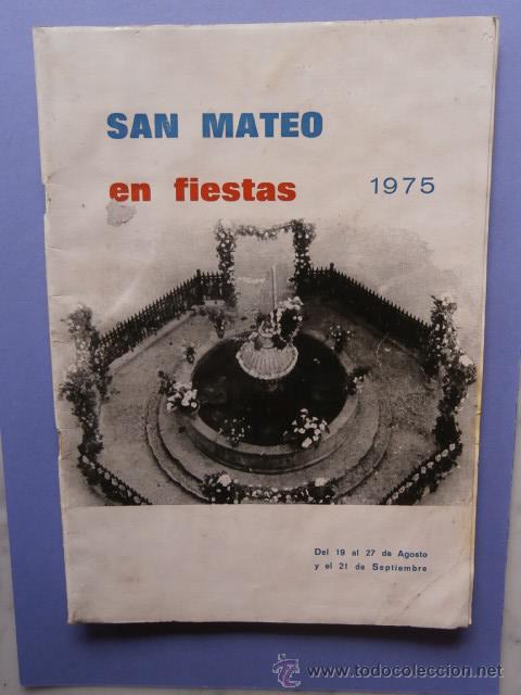 Travel Brochures: PROGRAMA  DE FIESTAS  DE SAN MATEO AGOSTO Y SEPTIEMBRE A&Ntilde;O 1975