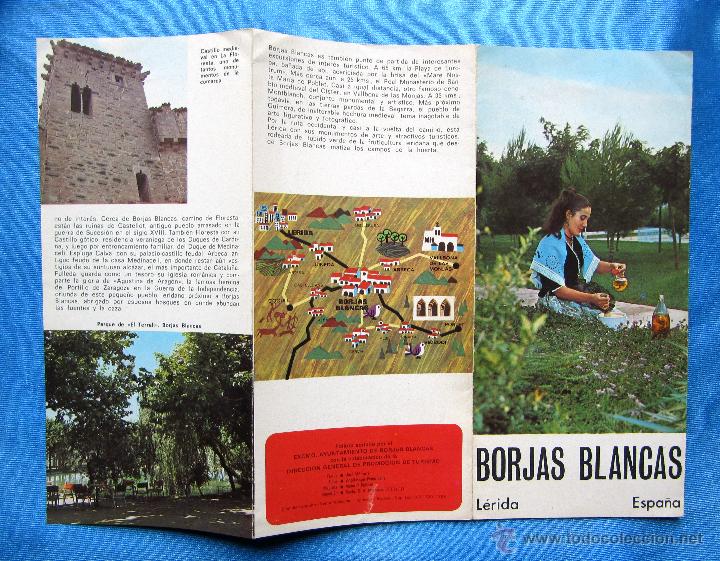Travel Brochures: FOLLETO TUR&Iacute;STICO DE BORJAS BLANCAS, L&Eacute;RIDA. EDITA, AYUNTAMIENTO DE BORJAS BLANCAS, 1969.