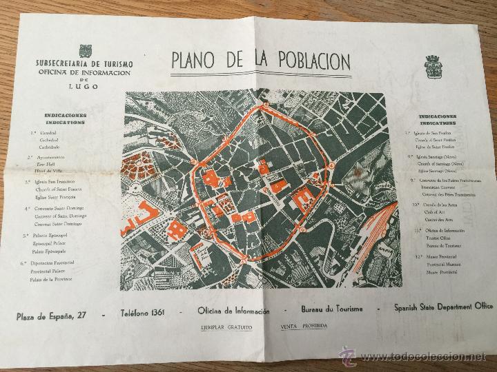 Tourismusbrosch&uuml;ren: LUGO - PLANO DE LA POBLACION Y MAPA PROVINCIAL - OFICINA DE INFORMACION - A&Ntilde;O 1964