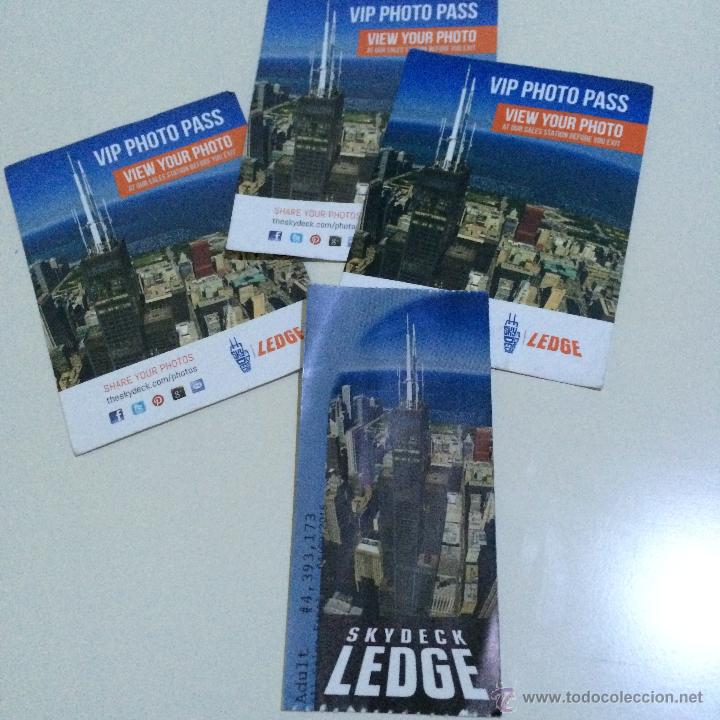 Folletos de turismo: Entradas a Willis Tower y visita tur&iacute;stica a Skydeck Ledge de Chicago. Abril 2015.