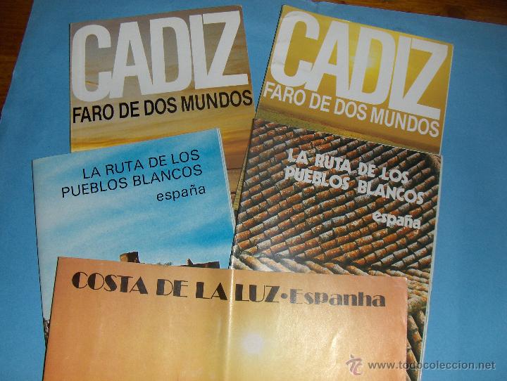 Folhetos de turismo: CADIZ FARO DE DOS MUNDOS, LA RUTA DE LOS PUEBLOS BLANCOS. 12 FOLLETOS TURISTICOS.