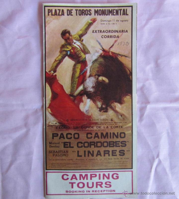 Tourismusbrosch&uuml;ren: Folleto tur&iacute;stico de Barcelona, 1972. Portada cartel de toros en la Monumental