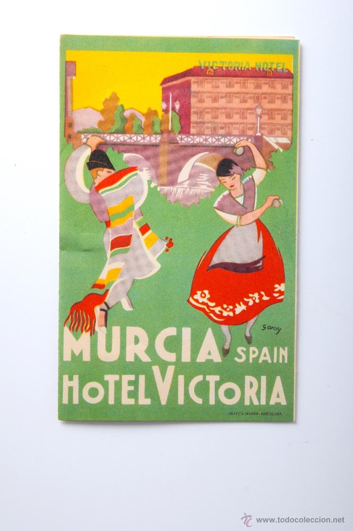 Folletos de turismo: ANTIGUO FOLLETO DESPLEGABLE HOTEL REINA VICTORIA MURCIA
