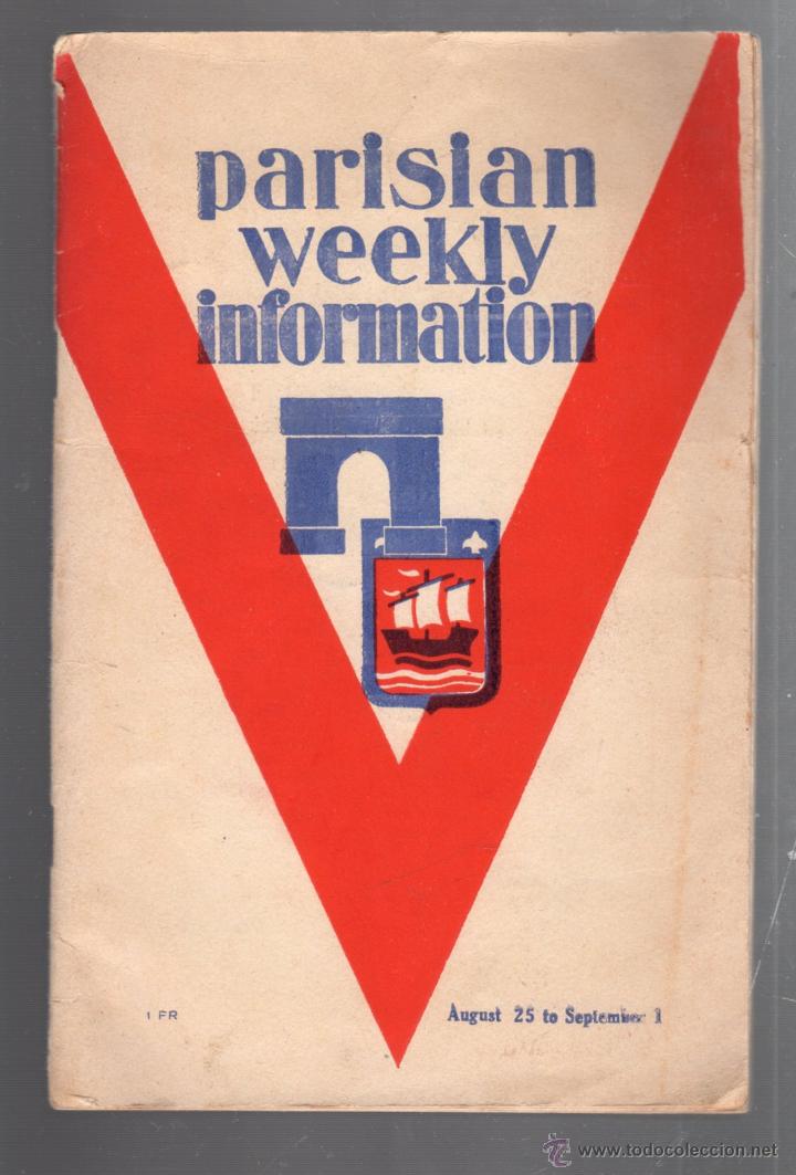 Tourismusbrosch&uuml;ren: GUIA SEMANAL DE PARIS. 30 PAGINAS. 1933. PUBLICIDAD DE LA EPOCA