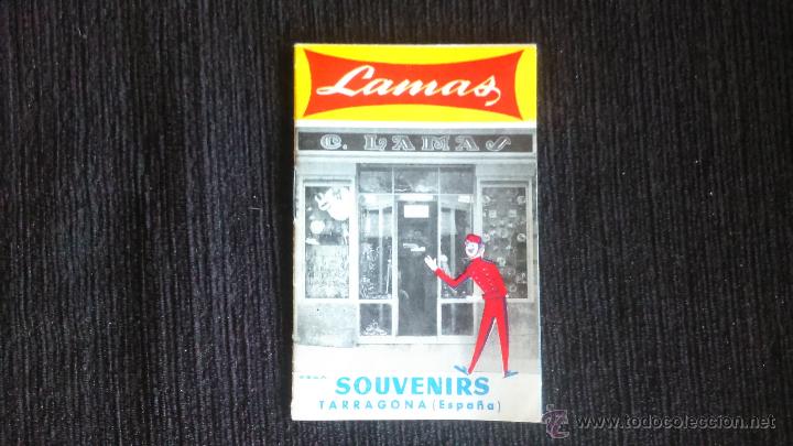 Folhetos de turismo: plano desplegable de tarragona - souvenirs lamas Publicidad de establecimientos de la &eacute;poca. a&ntilde;os 60