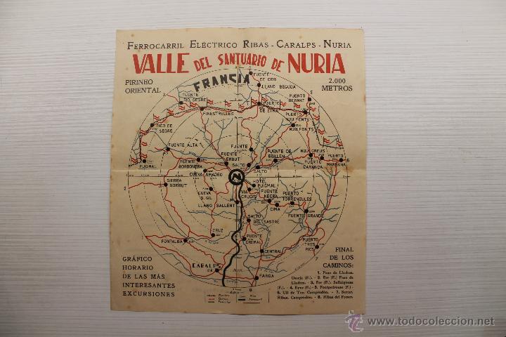 Folhetos de turismo: FERROCARRIL EL&Eacute;CTRICO RIBAS, CARALPS, NURIA, VALLE DEL SANTUARIO DE NURIA, 20X22 CM