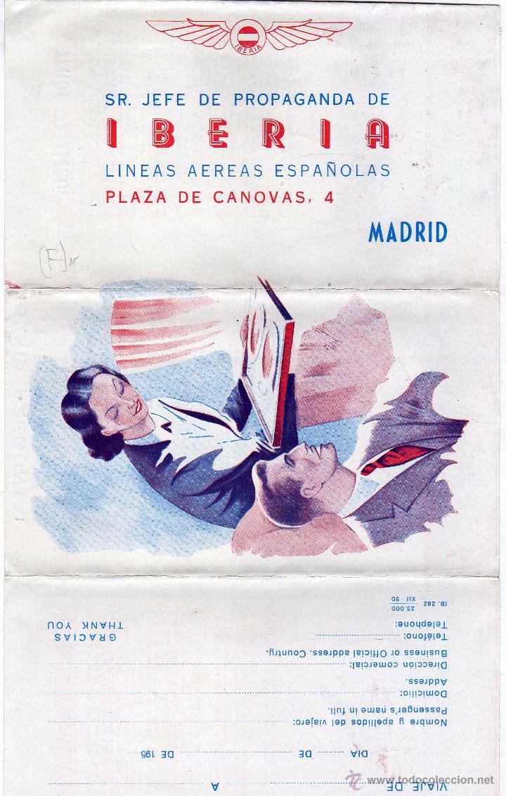 Tourismusbrosch&uuml;ren: Triptico publicitario Iberia. Madrid. Iberia pregunta. Encuesta. Cerrado mide. 15,50 x 9 cm