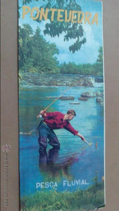 Travel Brochures: ACORDEON TURISMO SOBRE LA PESCA FLUVIAL EN PONTEVEDRA, A&Ntilde;O 2&ordf; REGION DE PESCA, A&Ntilde;O 1959