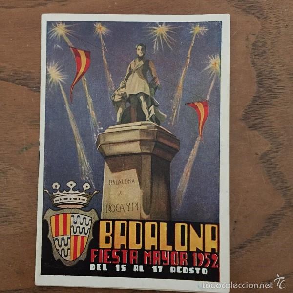 Tourismusbrosch&uuml;ren: FOLLETO FIESTA MAYOR DE BADALONA 1952,  12 x 8,5 CM
