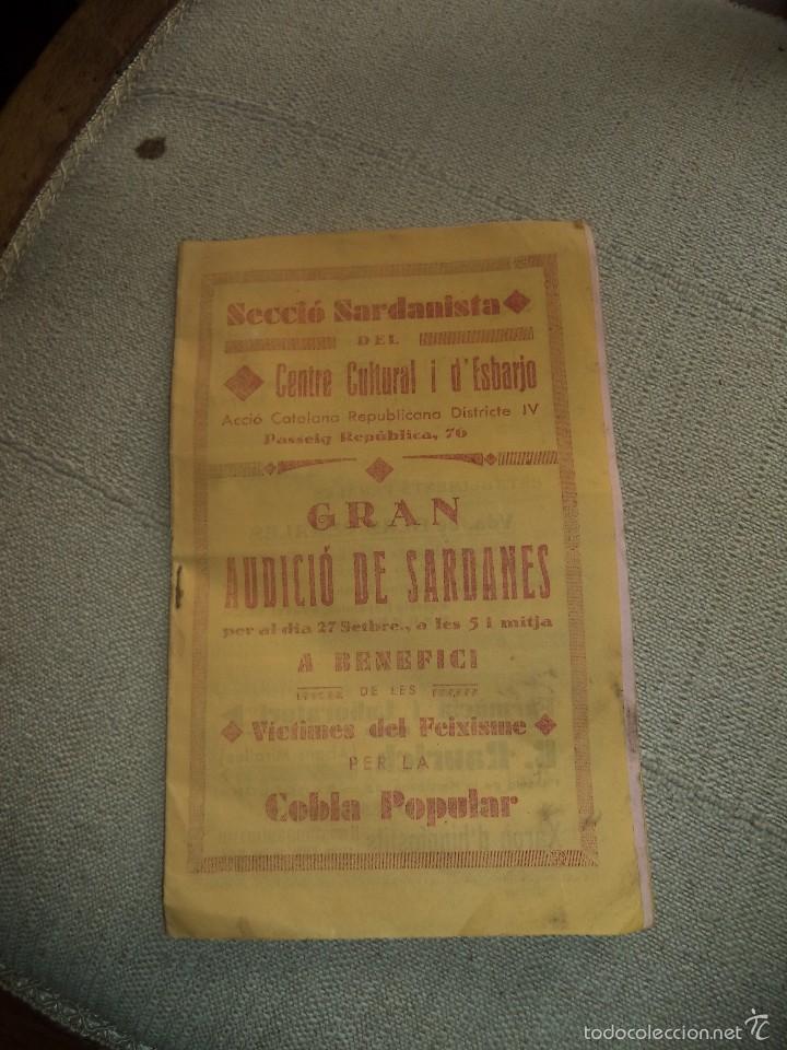 Travel Brochures: Folleto Secci&oacute; Sardanista del Centre Cultural i d`Esbarjo. Acci&oacute; Catalana R&eacute;publica Districte IV